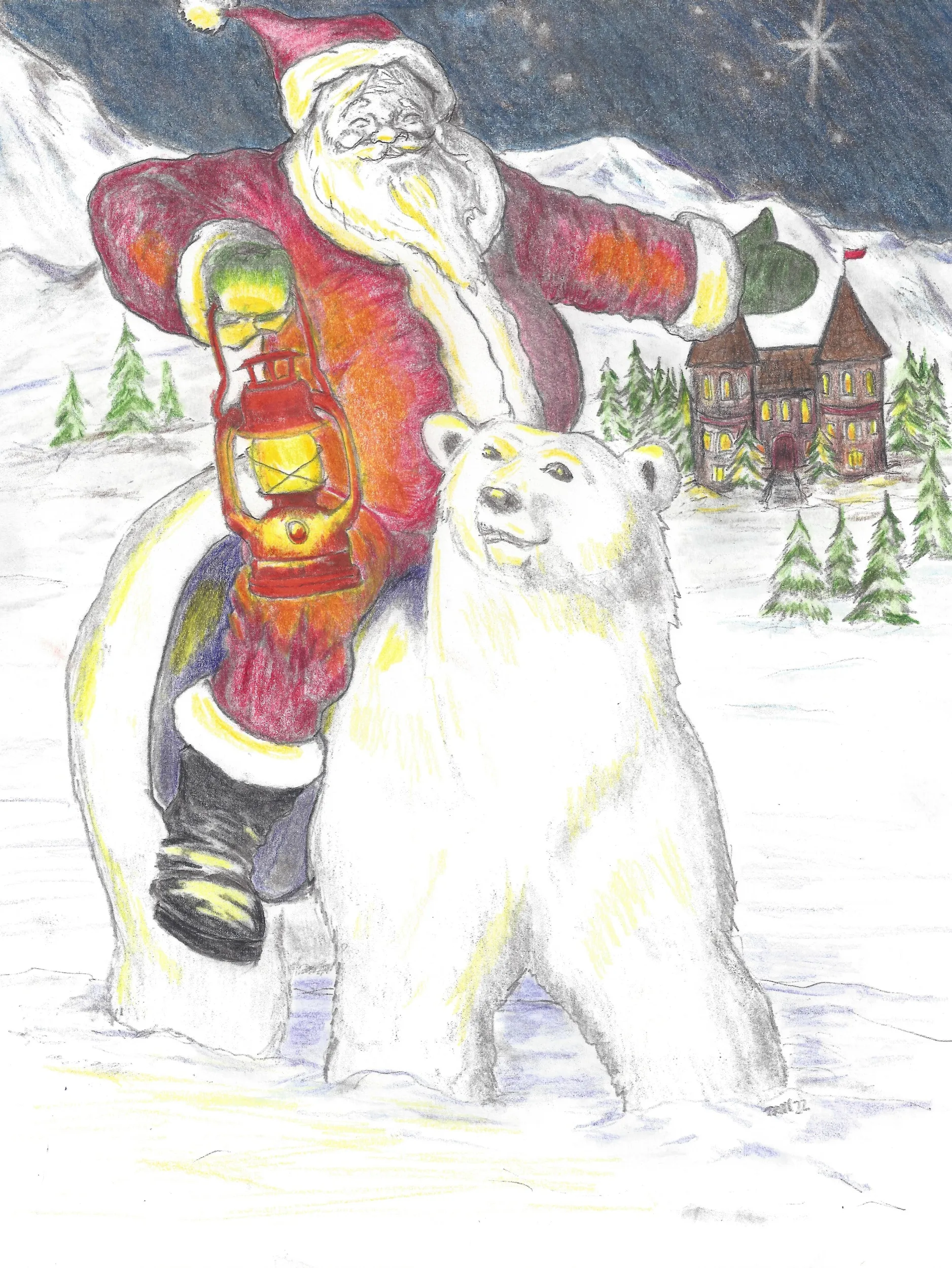 Santa &amp; the Polar Bear colorized