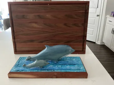 Mother and baby dolphins