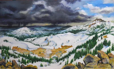 Storm approaching Bumpass Hell - Lassen Volcanic N.P.